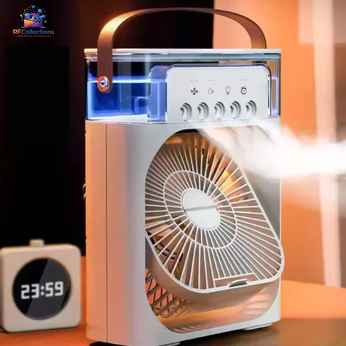 3 in 1 portable mini air cooler fan with humidifier and LED night light for home and office use