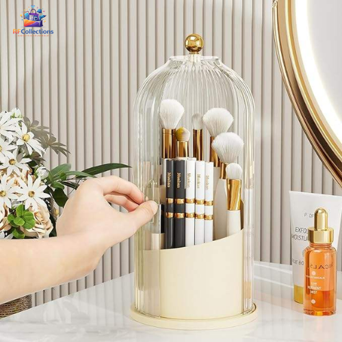 360 rotating acrylic makeup brush organizer dustproof cosmetic storage case