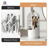 360 rotating acrylic makeup brush organizer dustproof cosmetic storage case