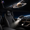 USB car starry sky projector lamp creating galaxy and space lighting inside a car interior for ambient night lighting and decoration.