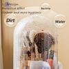 Covered rotating makeup brush holder with dustproof transparent lid and multi-compartment cosmetic organizer