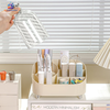 Cosmetics storage box with lid large capacity makeup organizer with compartments for dressing table