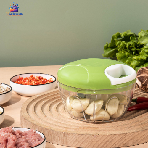 Manual spin food chopper with pull handle for chopping vegetables onion garlic and kitchen ingredients