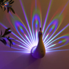 Peacock RGB projection night light with remote control, 9 lighting modes, colorful wall projector lamp for bedroom, kids' room, ambient lighting, and home décor.
