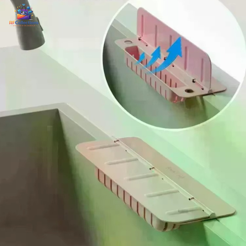 Silicone sink splash guard with waterproof drain storage tray for kitchen dishwashing area